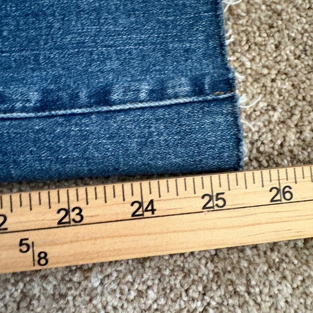 Madewell Womens 27 Mid-Rise Kick Out Jeans Blue Medium Wash Raw Hem Flare Denim - Picture 8 of 9